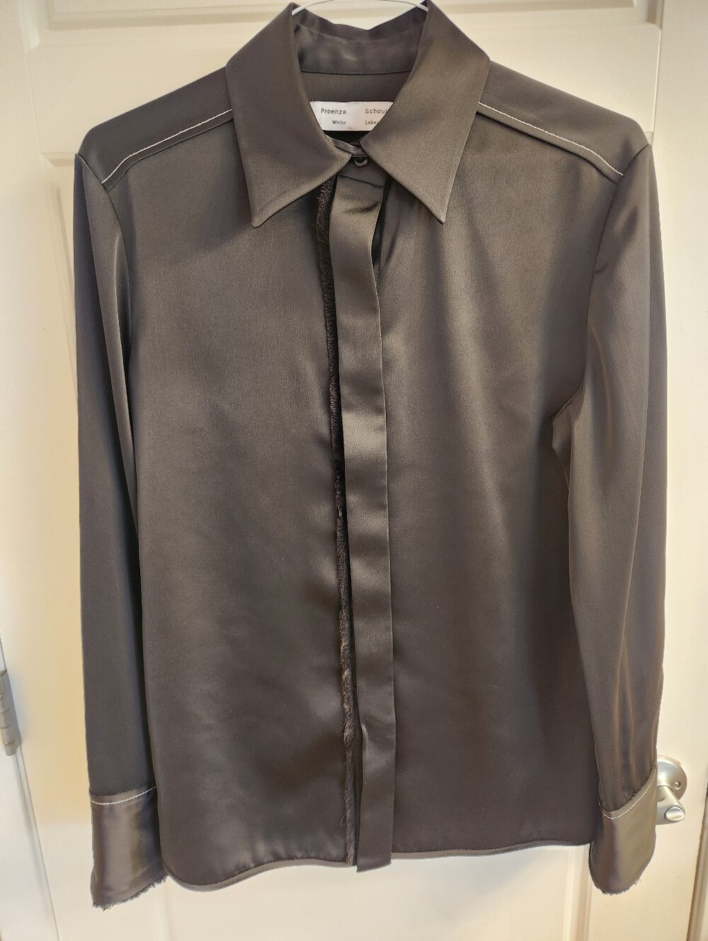 Proenza Schouler Women's Black Covered Button Up Shirt with WSti